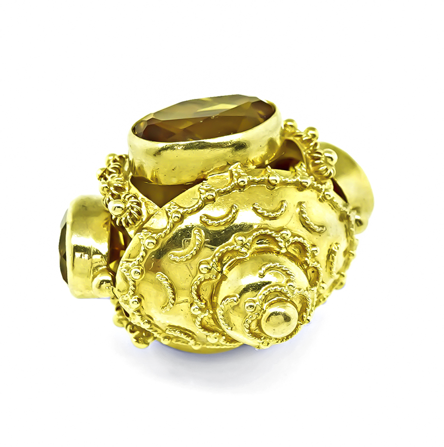 Victorian 20.00ct Citrine Gold Charm Pendant