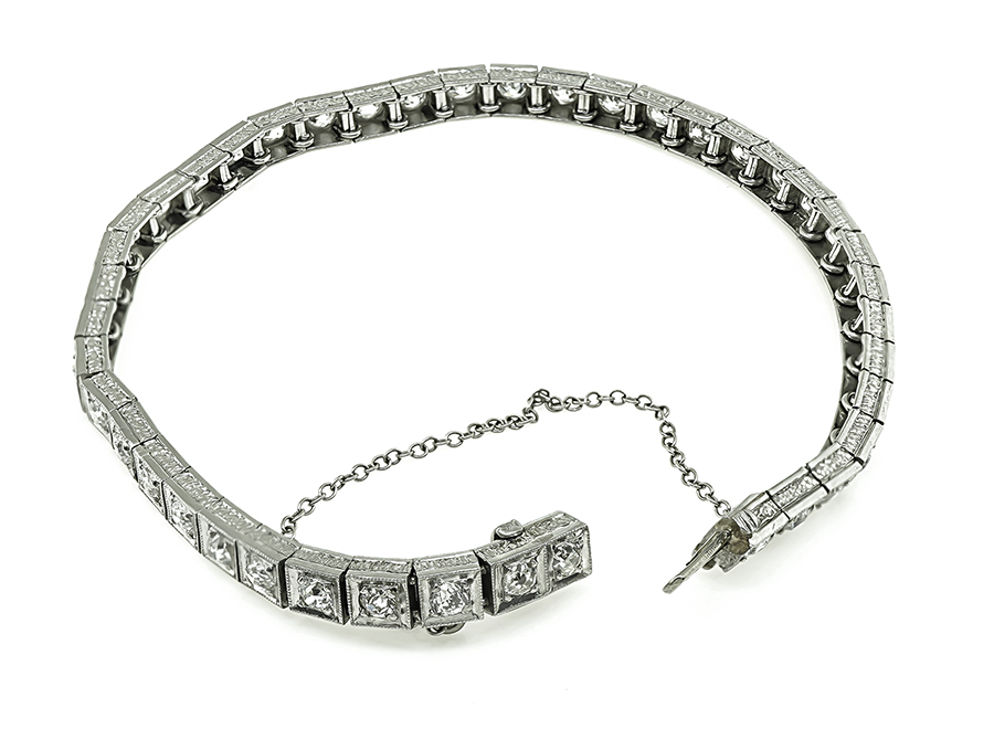Vintage 3.35ct Diamond Platinum Line Bracelet