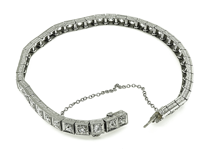 Vintage 3.35ct Diamond Platinum Line Bracelet