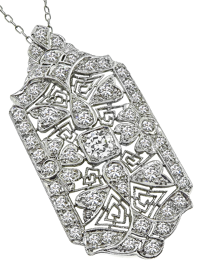 Vintage 3.00ct Diamond Pendant Necklace