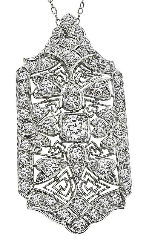 Vintage 3.00ct Diamond Pendant Necklace