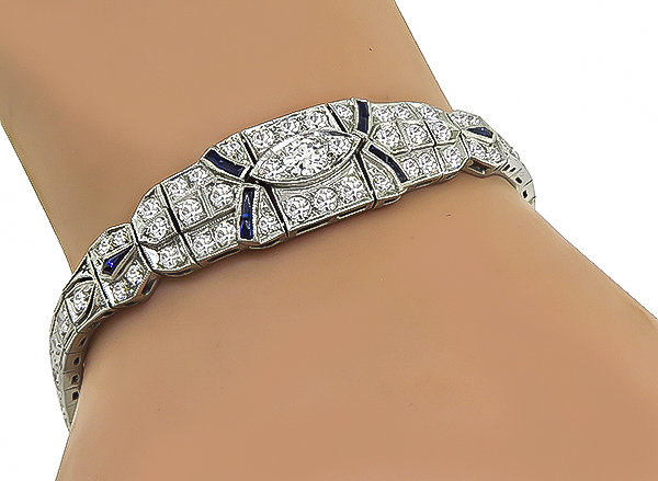 Art Deco 3.00ct Diamond Sapphire Bracelet