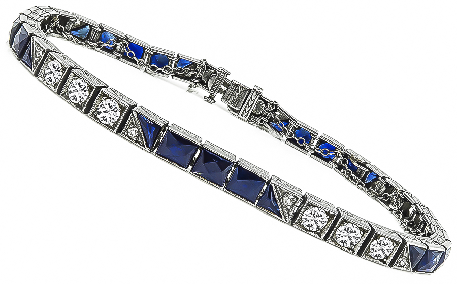 Art Deco 15.00ct Sapphire 2.00ct Diamond Bracelet