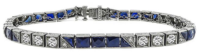 Art Deco 15.00ct Sapphire 2.00ct Diamond Bracelet