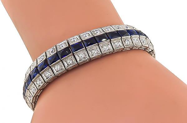Art Deco 3.00ct Diamond Sapphire Bracelet