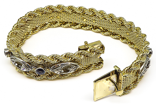 Vintage 2.00ct Sapphire 0.40ct Diamond Gold Bracelet