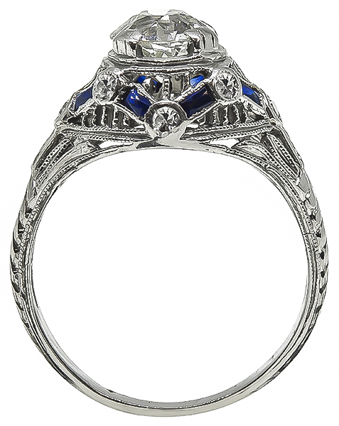 Vintage 0.85ct Diamond Sapphire Engagement Ring