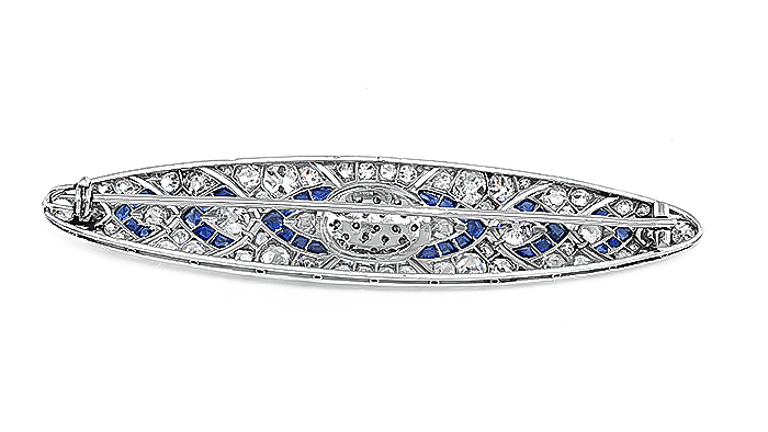 Art Deco 4.40ct Diamond 1.00ct Sapphire Pin