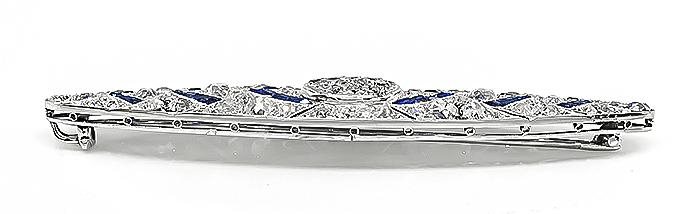 Art Deco 4.40ct Diamond 1.00ct Sapphire Pin