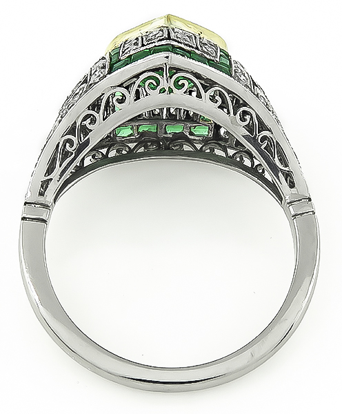 Vintage 1.50ct Emerald 0.50ct Diamond Ring