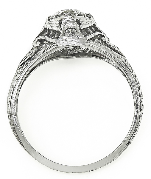 Art Deco GIA Certified 0.71ct Diamond Engagement Ring