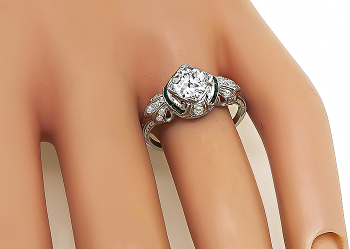 Art Deco GIA Certified 0.82ct Diamond Engagement Ring