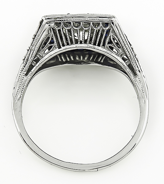 Art Deco 1.00ct Diamond Sapphire Engagement Ring
