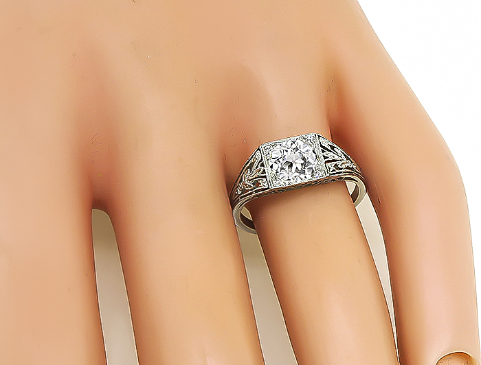 Edwardian GIA Certified 1.02ct Diamond Engagement Ring