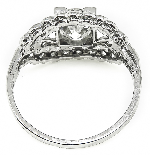 GIA Certified 1.06ct Diamond Art Deco Engagement Ring