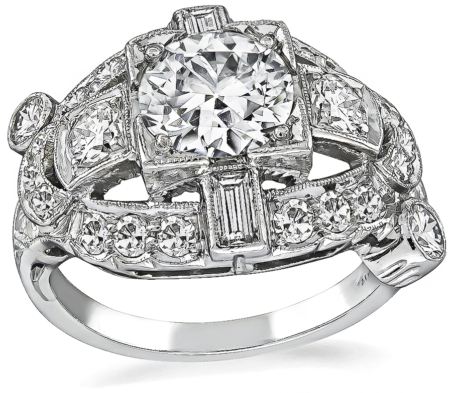 Vintage GIA Certified 1.09ct Diamond Engagement Ring