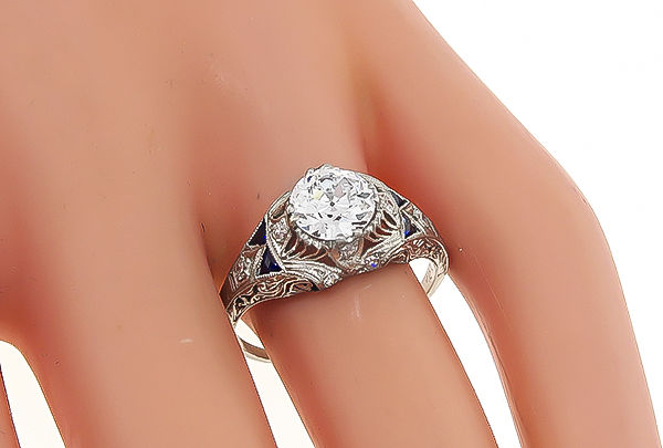 Vintage GIA Certified 1.13ct Diamond Engagement Ring