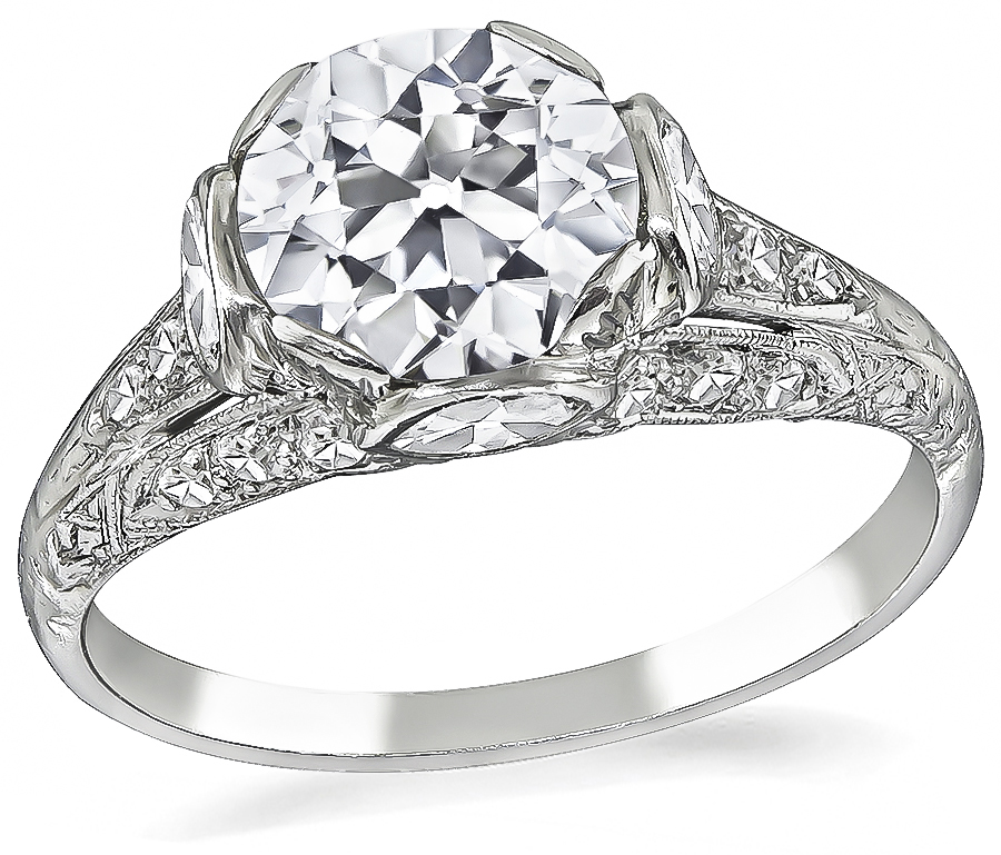 Art Deco GIA Certified 1.52ct Diamond Engagement Ring