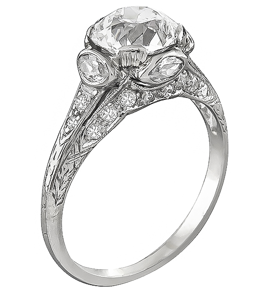 Art Deco GIA Certified 1.52ct Diamond Engagement Ring
