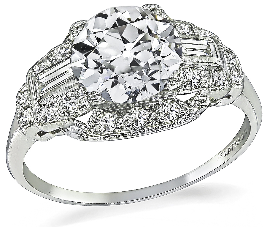 Vintage GIA Certified 1.75ct Diamond Engagement Ring