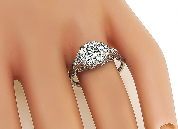 Vintage GIA Certified 2.12ct Diamond Engagement Ring