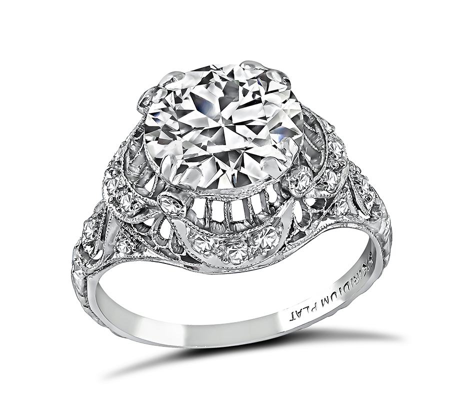 Vintage GIA Certified 2.16ct Diamond Engagement Ring