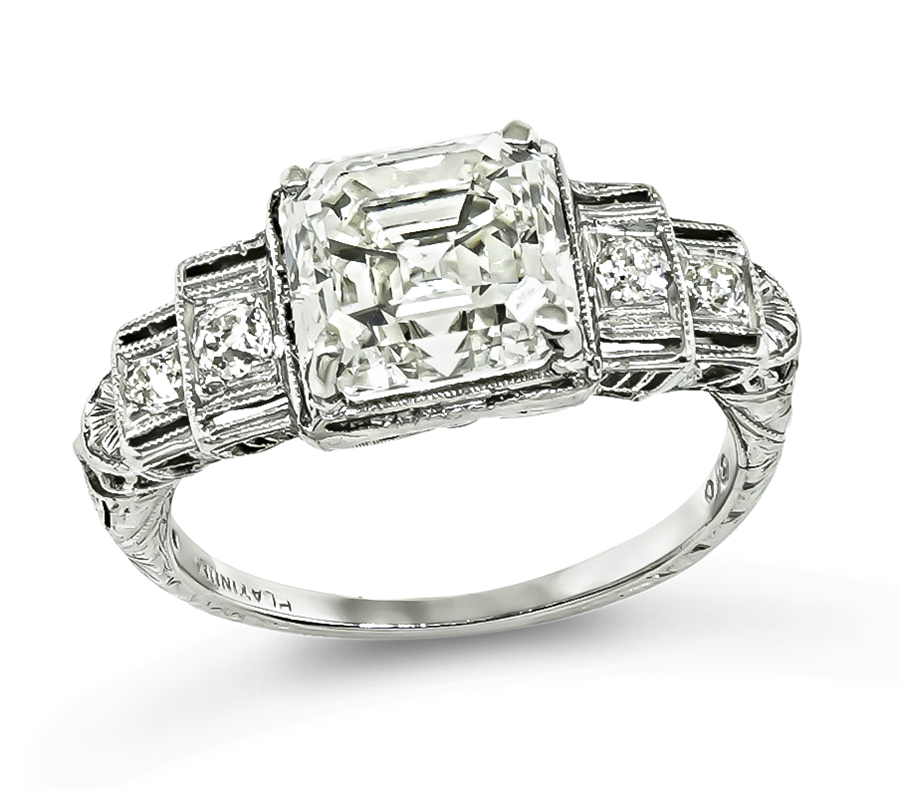 Art Deco GIA Certified 3.01ct Diamond Engagement Ring