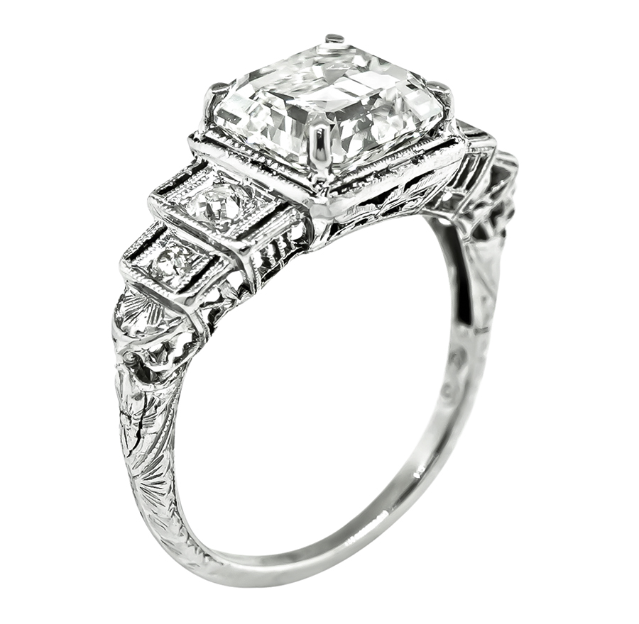 Art Deco GIA Certified 3.01ct Diamond Engagement Ring