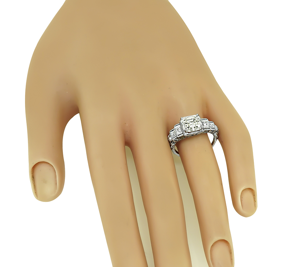 Art Deco GIA Certified 3.01ct Diamond Engagement Ring