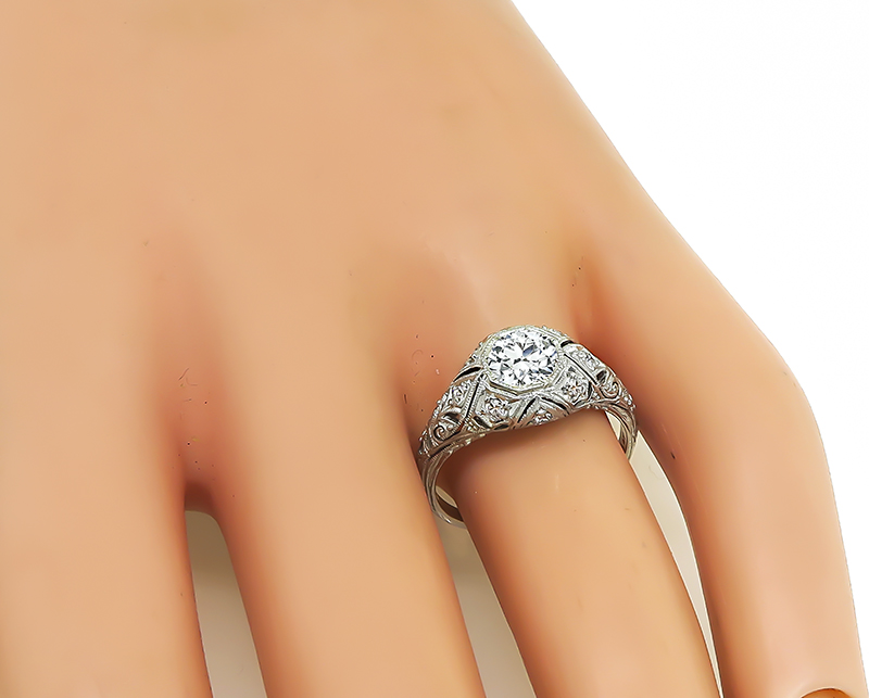 Vintage GIA Certified 0.63ct Diamond Engagement Ring