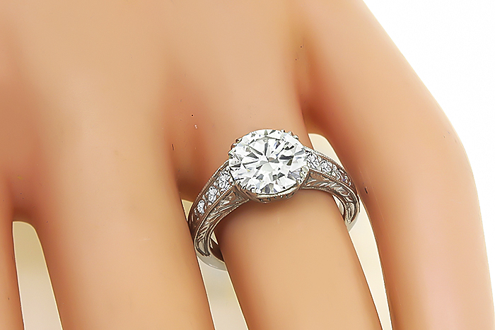 GIA Certified 2.04ct Diamond Edwardian Engagement Ring