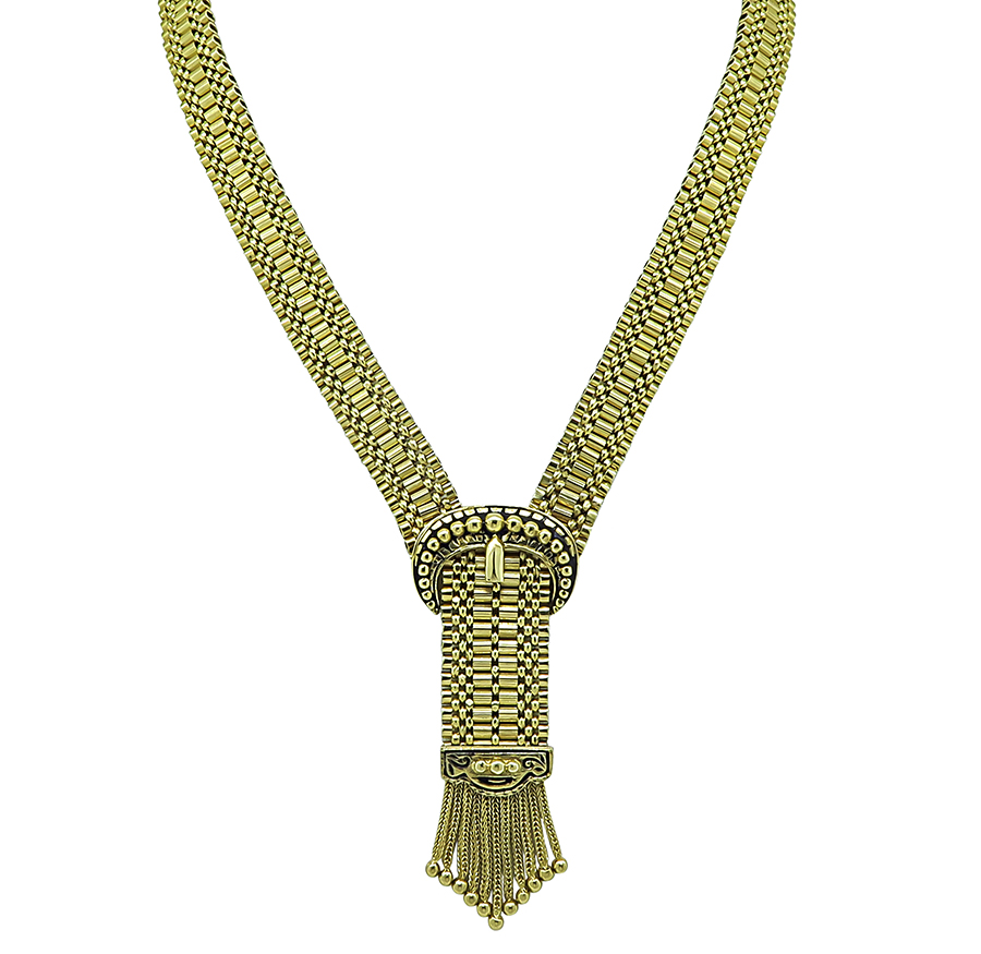 Vintage Enamel Gold Necklace