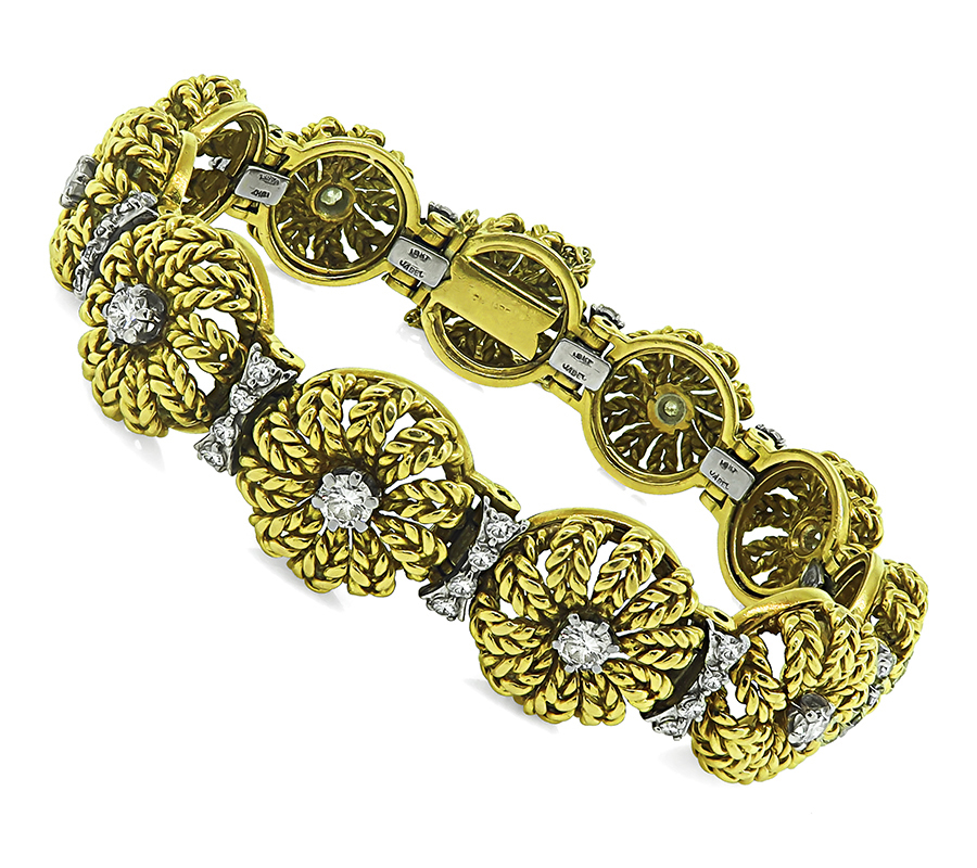 Vintage Jabel 2.00ct Diamond Gold Bracelet