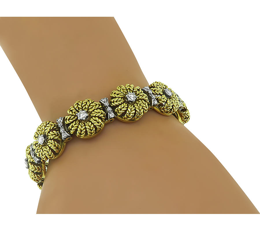 Vintage Jabel 2.00ct Diamond Gold Bracelet