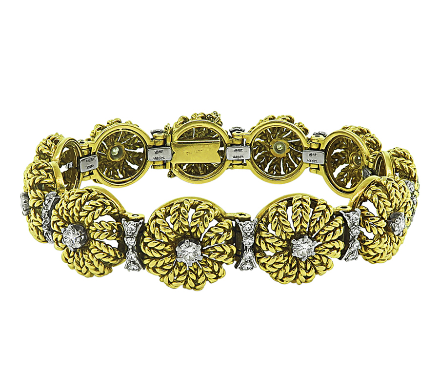 Vintage Jabel 2.00ct Diamond Gold Bracelet