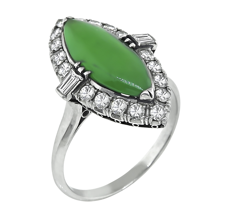 Art Deco Jade 0.70ct Diamond Platinum Ring