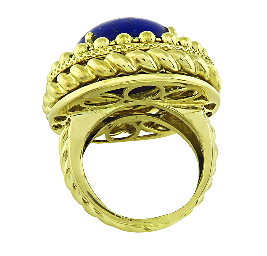 Estate Lapis Diamond Gold Ring
