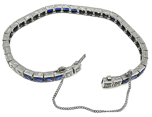 Art Deco 2.00ct Diamond Synthetic Sapphire Bracelet