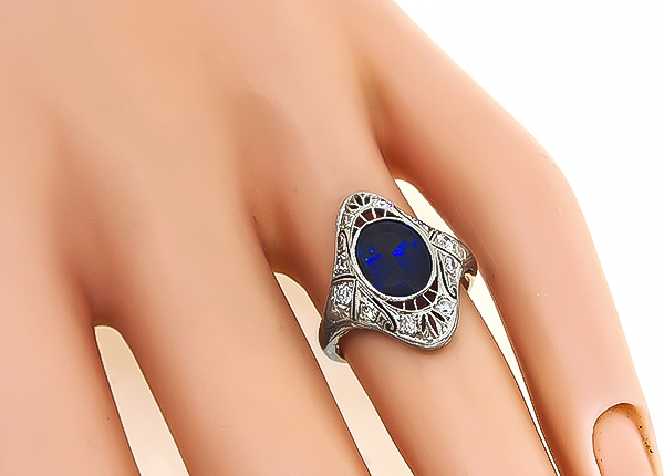 Vintage 2.00ct Sapphire Diamond Ring