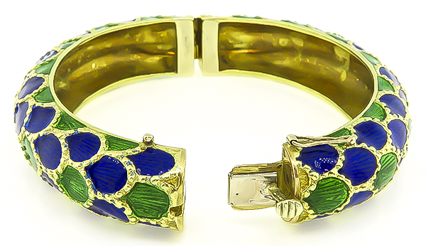Vintage Tiffany & Co Enamel Gold Bangle