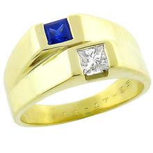  sapphire diamond 18k yellow gold ring 1