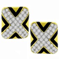 1960s 1.80ct Diamond Onyx Earrings