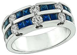 1.00ct Sapphire 0.50ct Diamond Wedding Band