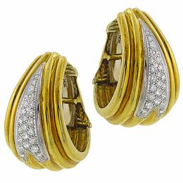 diamond 14k yellow and white gold earrings 1