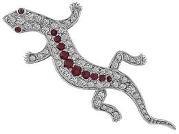 1.50ct Diamond 0.40ct Ruby Lizard Pin