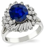 1960s 3.50ct Sapphire 0.70ct Diamond Cocktail Ring