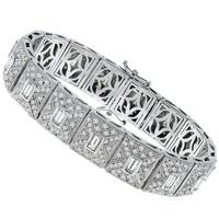 Estate 3.00ct Baguette And 5.40ct Round Diamond 18k White Gold Bracelet