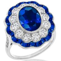 Estate 3.01ct Sapphire Diamond Gold Ring