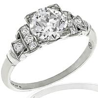 Antique GIA Certified 0.93ct Old European Cut Diamond Platinum Engagement Ring