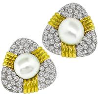 TRIO 5.00ct Diamond Pearl Gold Earrings